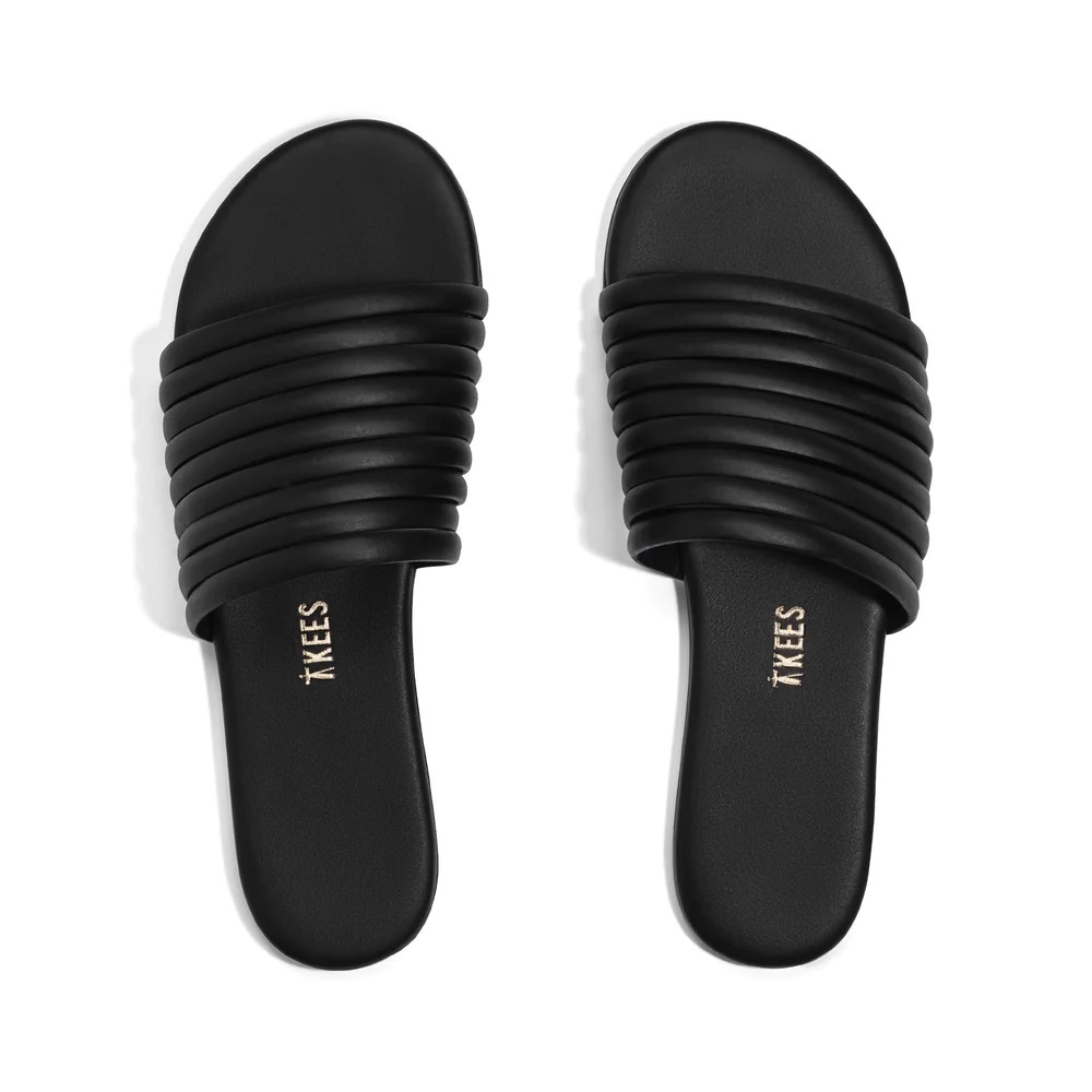 NWT TKEES Caro Black Slides Size 9